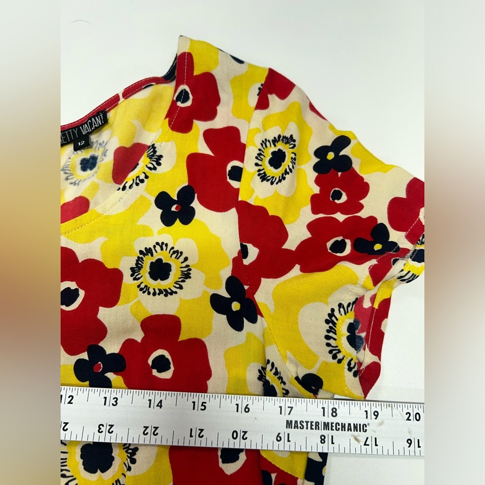 Pretty Vacant Floral Retro Swing Dress Size 12 Yellow and Red - Picture 8 of 15